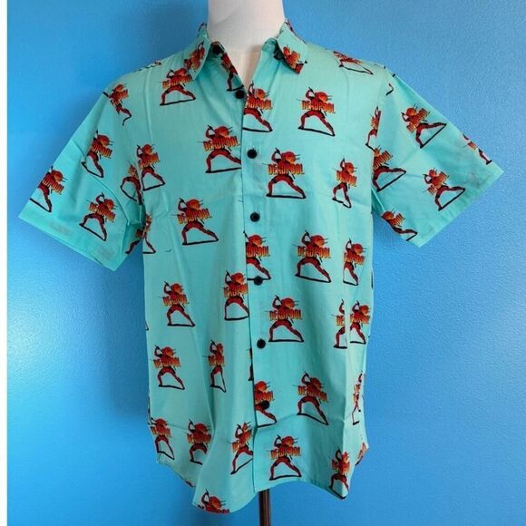 NEW NEFF Allover Deadpool Graphics Short Sleeve Shirt 100% Cotton Button Down M - Picture 1 of 9